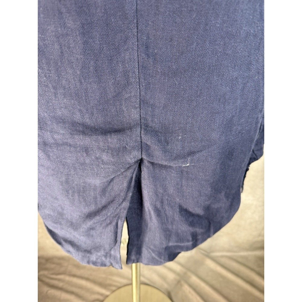 Sundance Linen Iris Herringbone Relaxed Blazer In Blue Women's Size M - Picture 3 of 10